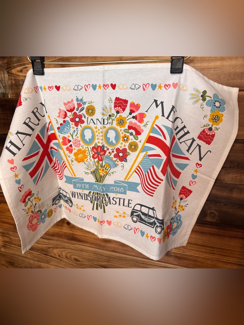 Prince Harry & Meghan Royal Wedding Commemorative Tea Towel – New, Unwashed
